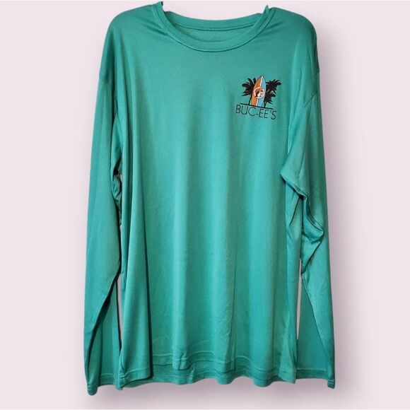 Buc-ee's Teal Long Sleeve Sun Shirt Beach Themed Mens XL NWOT - Picture 1 of 4